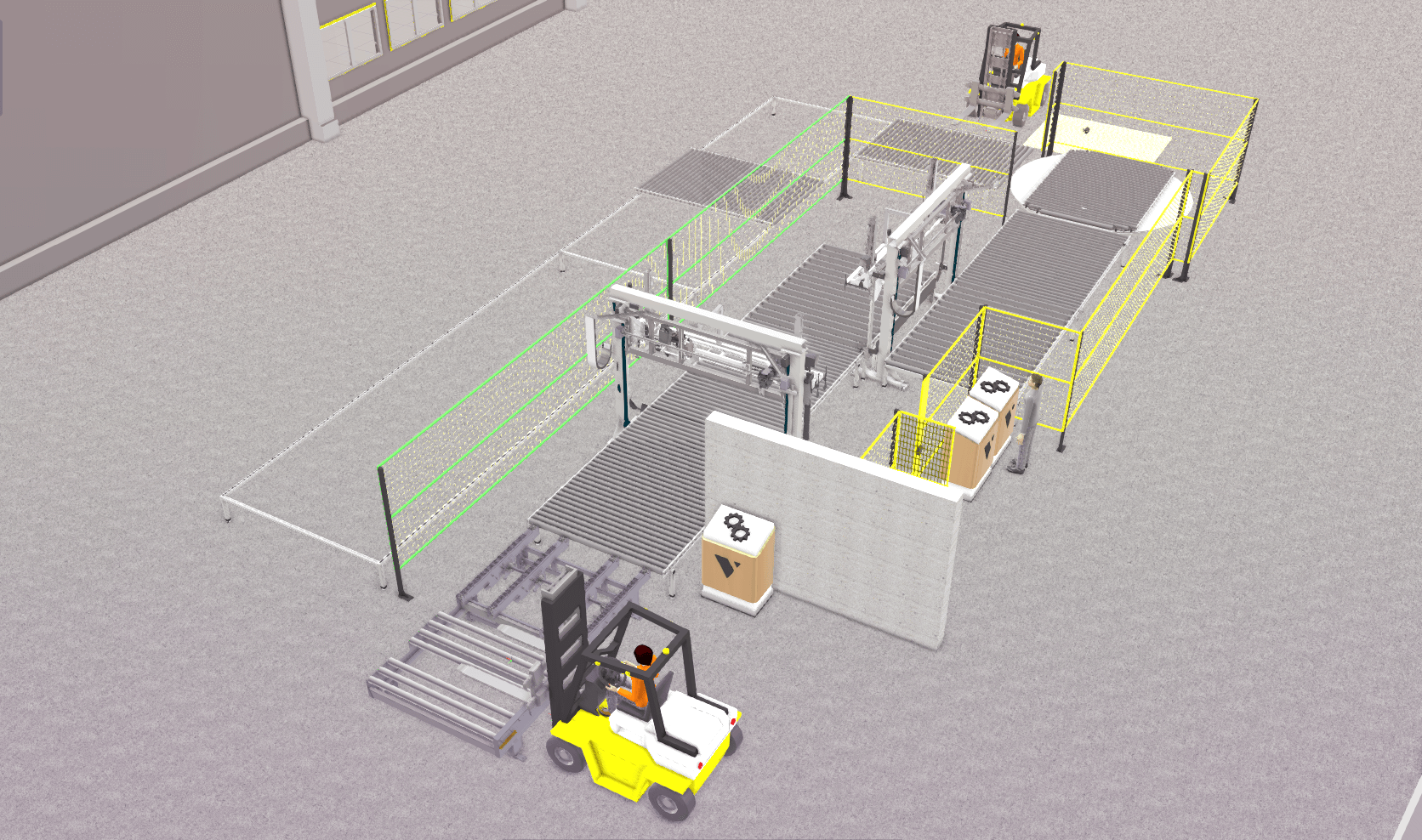 Проект автоматизации процесса упаковки на деревообрабатывающем предприятии в 3D